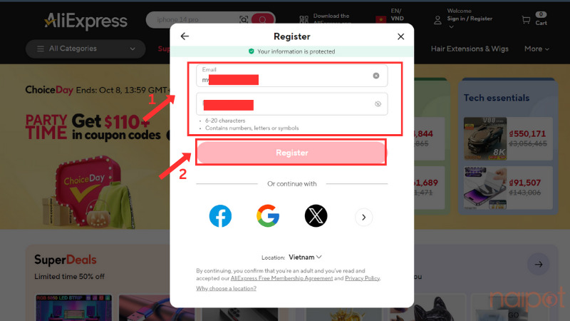 Nhập email và mật khẩu Nhập email và mật khẩu