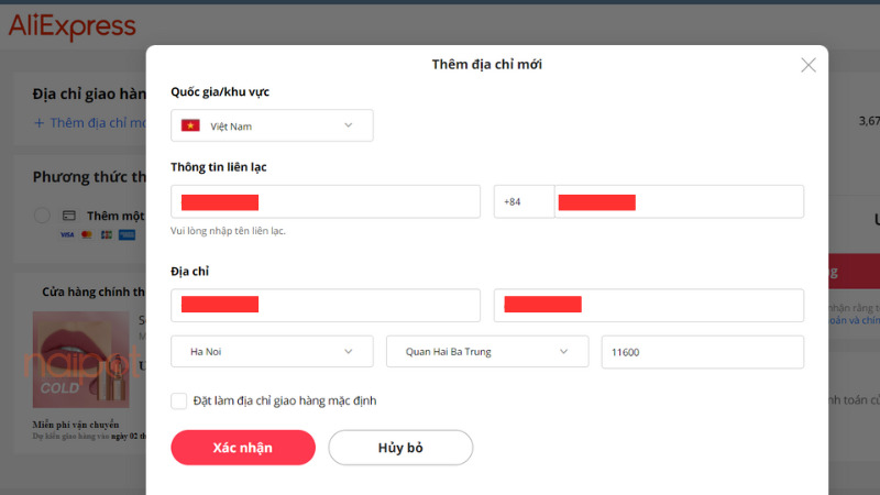 Nhập thông tin nhận hàng Nhập thông tin nhận hàng