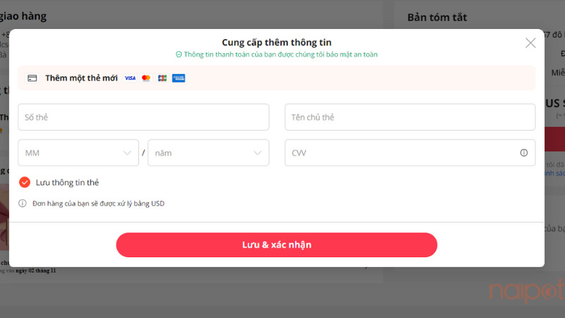 Chọn phương thức thanh toán Chọn phương thức thanh toán