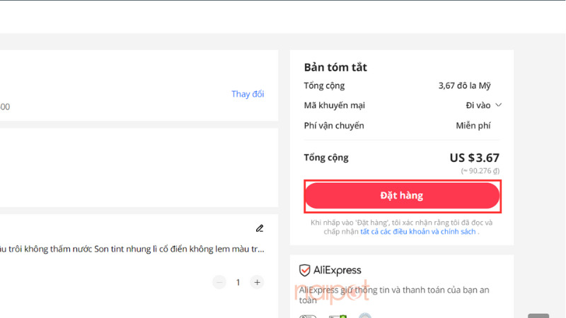 Bấm Đặt hàng Bấm Đặt hàng