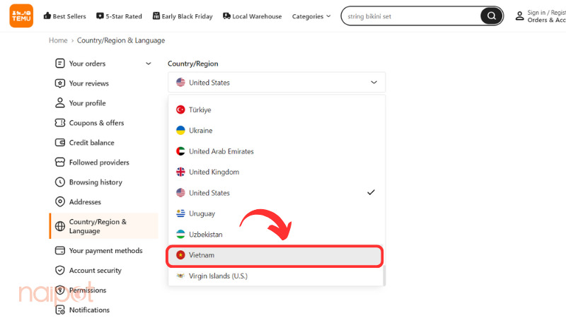 Đổi ngôn ngữ sang tiếng Việt