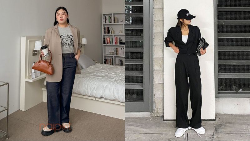 Quần ống rộng mix&match với blazer Quần ống rộng mix&match với blazer