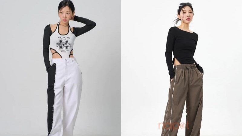 Quần ống rộng phối cùng bodysuit Quần ống rộng phối cùng bodysuit