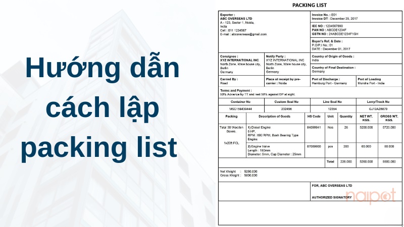 Hướng dẫn cách lập packing list Hướng dẫn cách lập packing list