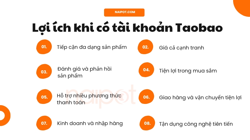Lợi ích khi có tài khoản Taobao Lợi ích khi có tài khoản Taobao