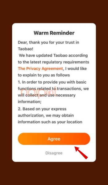 Chọn "Agree" để tiếp tục