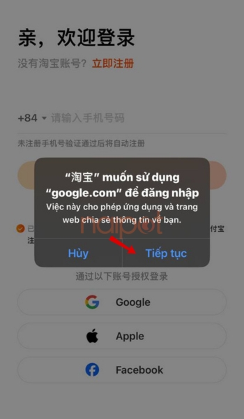 Chọn tiếp tục