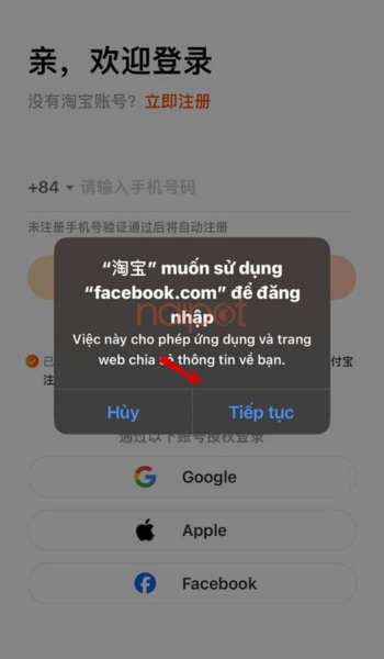 Ấn tiếp tục 