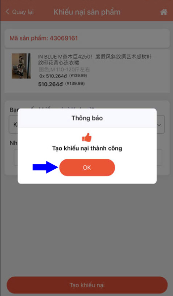 Tạo khiếu nại Shop Trung Quốc thành công Tạo khiếu nại Shop Trung Quốc thành công
