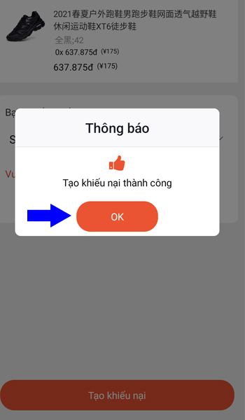 thông báo tạo khiếu nại Shop Trung Quốc thành công thông báo tạo khiếu nại Shop Trung Quốc thành công
