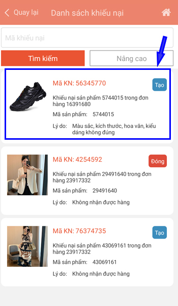 chọn mã khiếu nại mà bạn muốn đăng tải hình ảnh lên chọn mã khiếu nại mà bạn muốn đăng tải hình ảnh lên