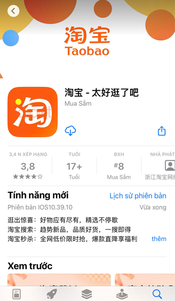 Giao diện Taobao trên App Store Giao diện Taobao trên App Store