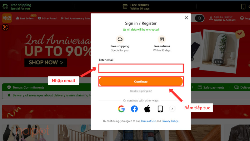 Đăng ký bằng cách nhập email cá nhân Đăng ký bằng cách nhập email cá nhân