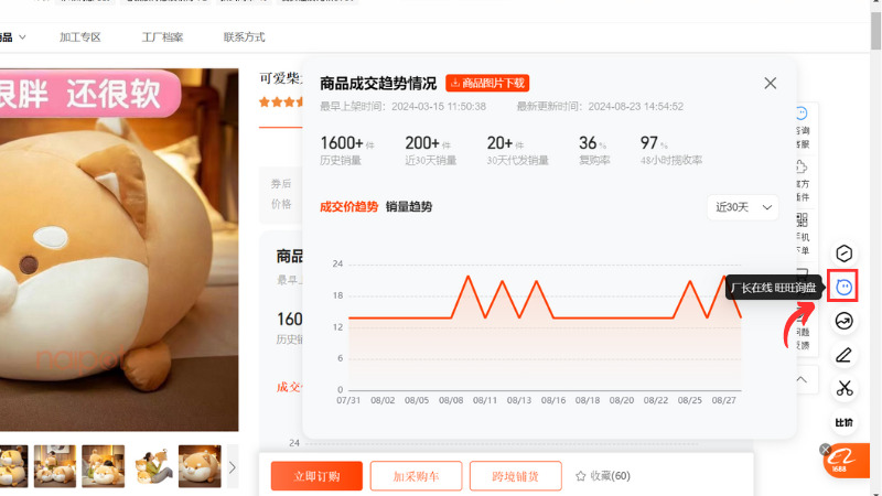 Chọn biểu tượng tin nhắn để mở khung chat với người bánChọn biểu tượng tin nhắn để mở khung chat với người bán