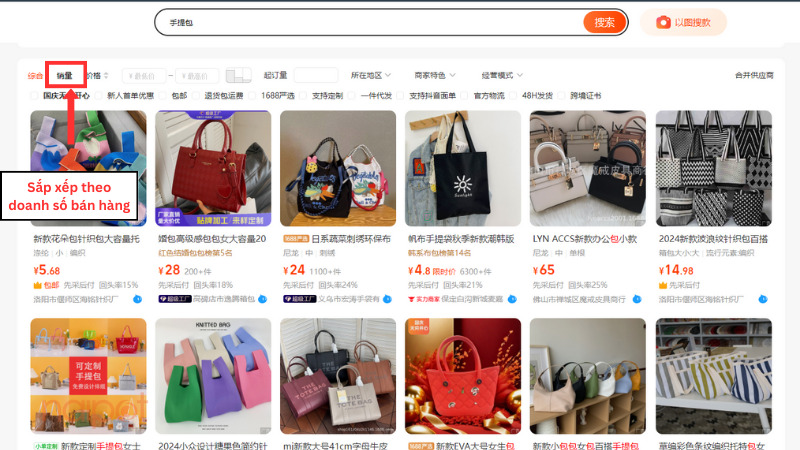 Chọn sắp xếp theo Doanh số bán hàng Chọn sắp xếp theo Doanh số bán hàng