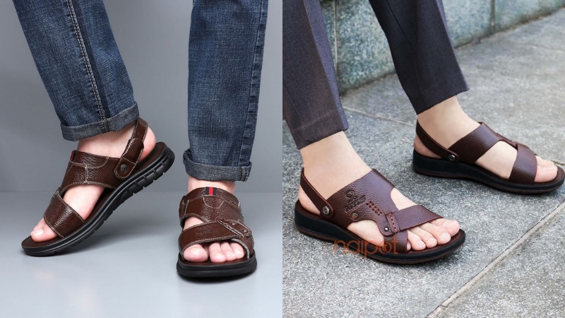 Dép quai hậu nam Trung Quốc chất liệu da Dép quai hậu nam Trung Quốc chất liệu da