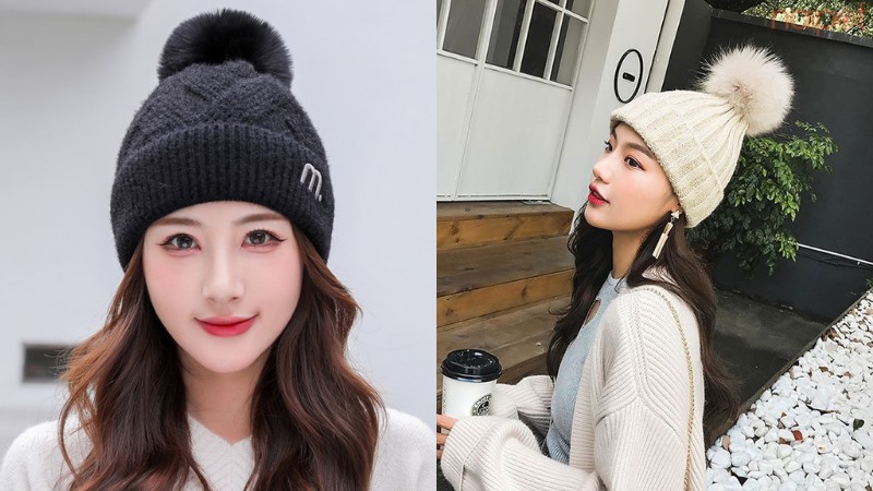 Mũ len nữ Trung Quốc quả bông Mũ len nữ Trung Quốc quả bông