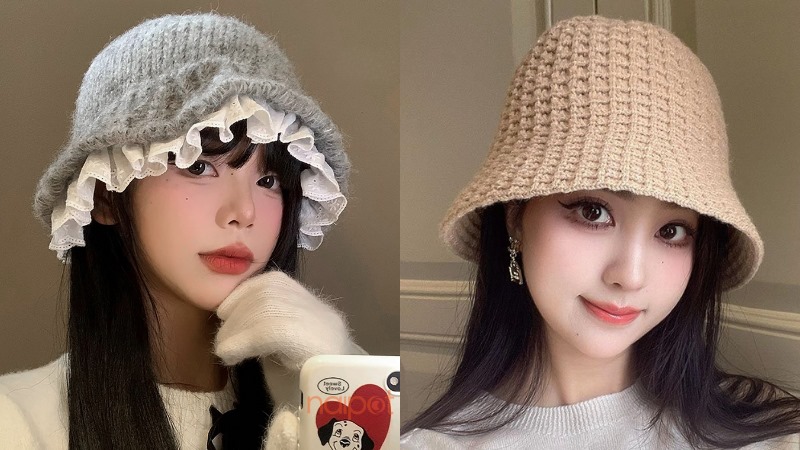 Mũ len nữ Trung Quốc bucket Mũ len nữ Trung Quốc bucket