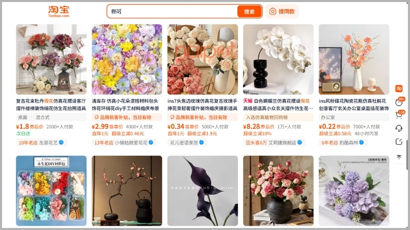 Hoa sáp Trung Quốc trên sàn Taobao 