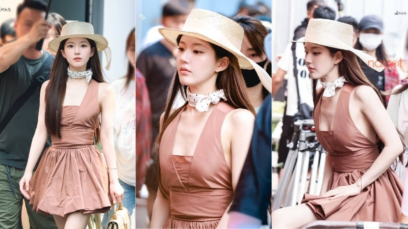 Váy nâu đất và mũ cói Váy nâu đất và mũ cói