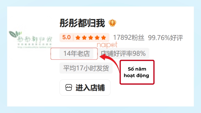 Đánh giá shop uy tín trên Taobao qua số năm hoạt động Đánh giá shop uy tín trên Taobao qua số năm hoạt động