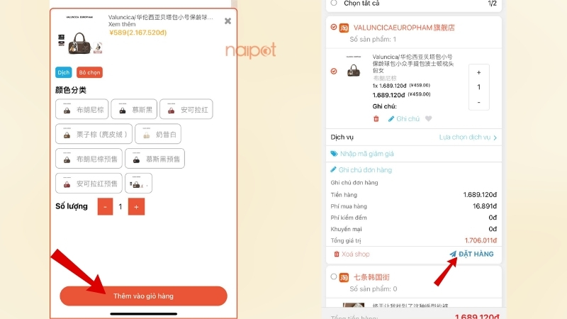 Tiến hành đặt hàng Tiến hành đặt hàng