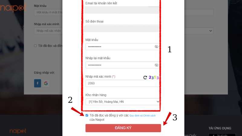 Điền đầy đủ thông tin 