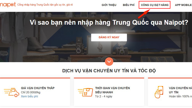 Công cụ đặt hàng Naipot 