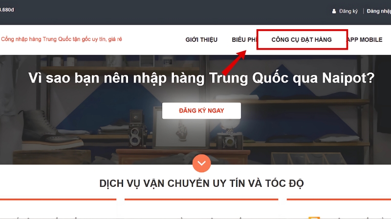 Chọn công cụ đặt hàng Chọn công cụ đặt hàng