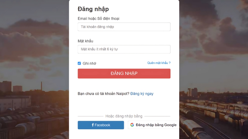 Đăng nhập Naipot Đăng nhập Naipot