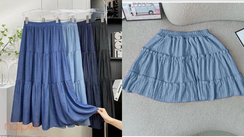 Chân váy xòe Trung Quốc cạp chun  Chân váy xòe Trung Quốc cạp chun