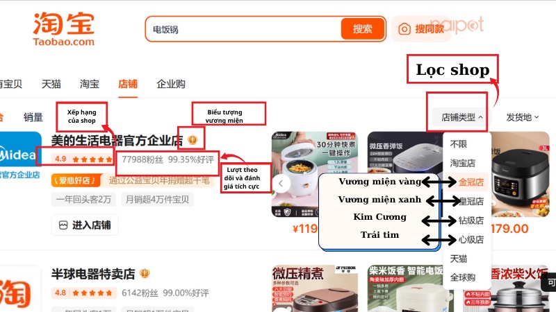 Thông tin về shop uy tín trên Taobao Thông tin về shop uy tín trên Taobao