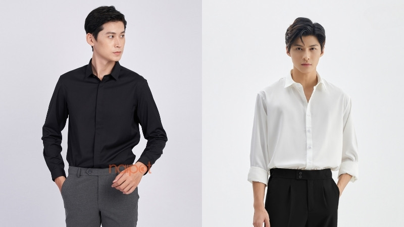 Áo sơ mi nam Trung Quốc vải lụa Áo sơ mi nam Trung Quốc vải lụa