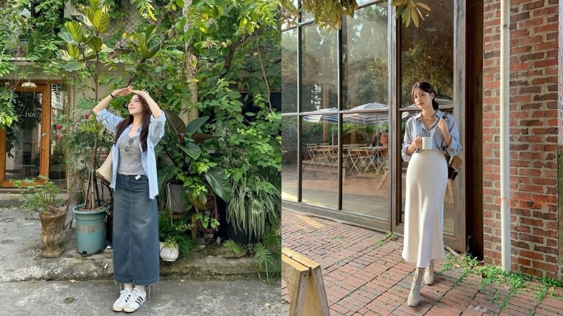 Áo sơ mi nữ Trung Quốc với chân váy dài Áo sơ mi nữ Trung Quốc với chân váy dài