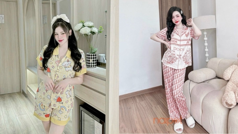 Pijama nữ Trung Quốc ngắn tay họa tiết Pijama nữ Trung Quốc ngắn tay họa tiết