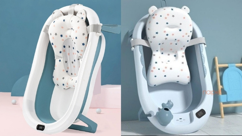 Chậu tắm cho bé Trung Quốc có nhiệt kế đo nhiệt độ nước 