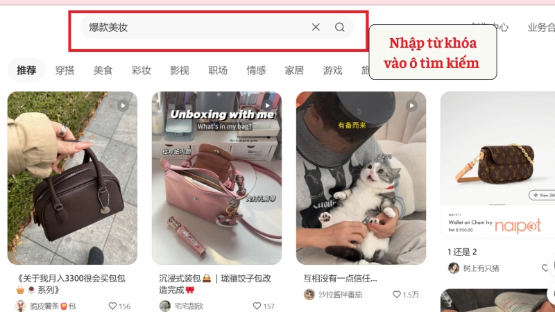 Tìm kiếm hàng hot trend trên Xiaohongshu Tìm kiếm hàng hot trend trên Xiaohongshu