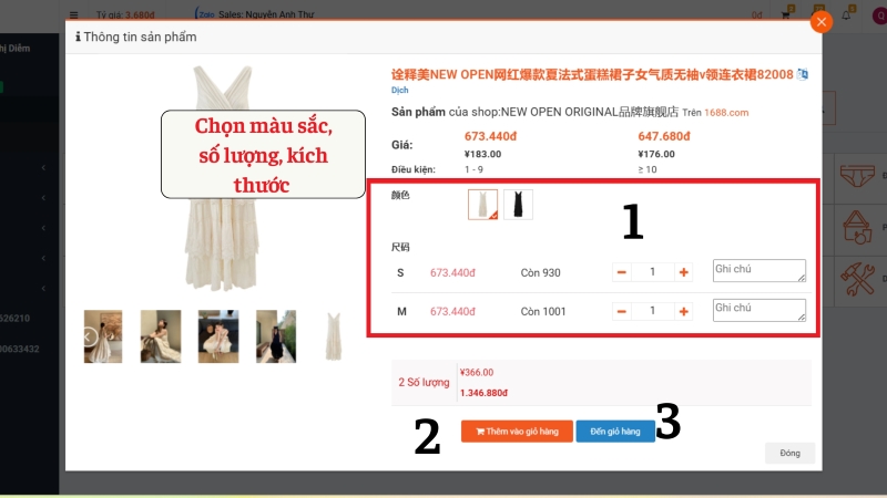 Chọn kích thước, số lượng, màu sắc của sản phẩm Chọn kích thước, số lượng, màu sắc của sản phẩm