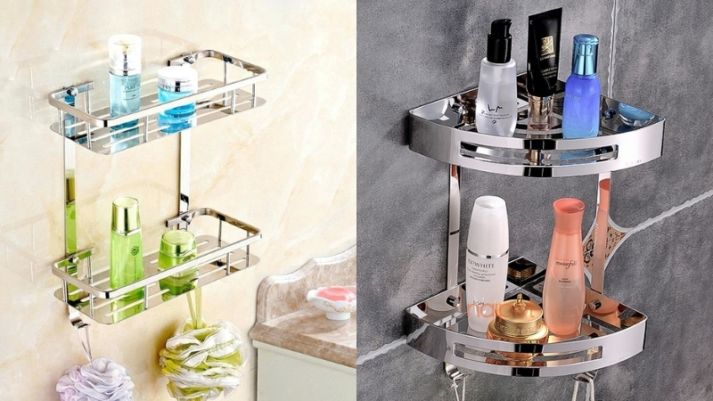Kệ tắm inox 304 gắn tường 2 tầng Kệ tắm inox 304 gắn tường 2 tầng