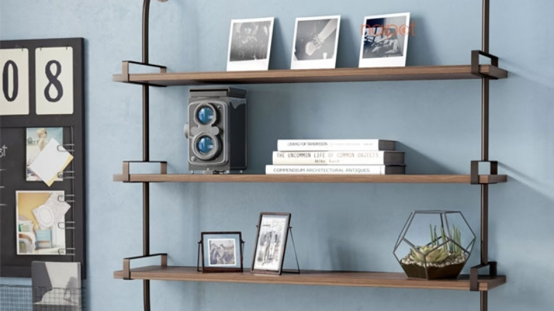 Giá treo tường Trung Quốc khung sắt và kệ gỗ 