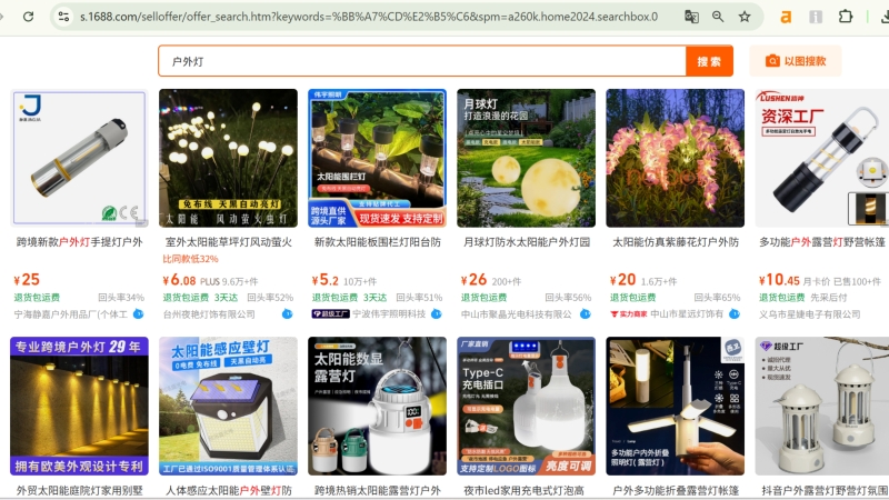 Các loại đèn dã ngoại sẽ được hiển thị 