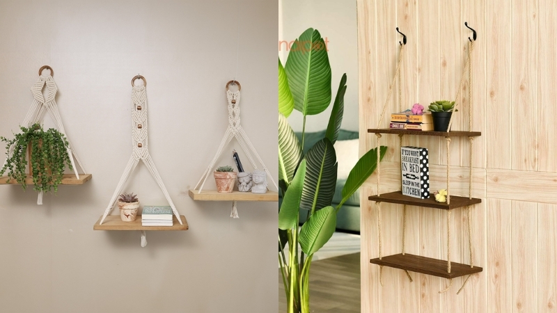 Kệ sách Trung Quốc treo dây thừng  Kệ sách Trung Quốc treo dây thừng