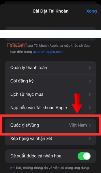 Chọn Quốc gia/Vùng 