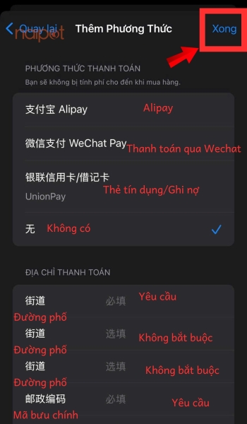 Nhập địa chỉ và ấn xong 