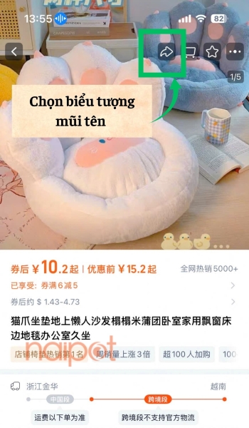 Chọn sản phẩm và chọn biểu tượng mũi tên Chọn sản phẩm và chọn biểu tượng mũi tên