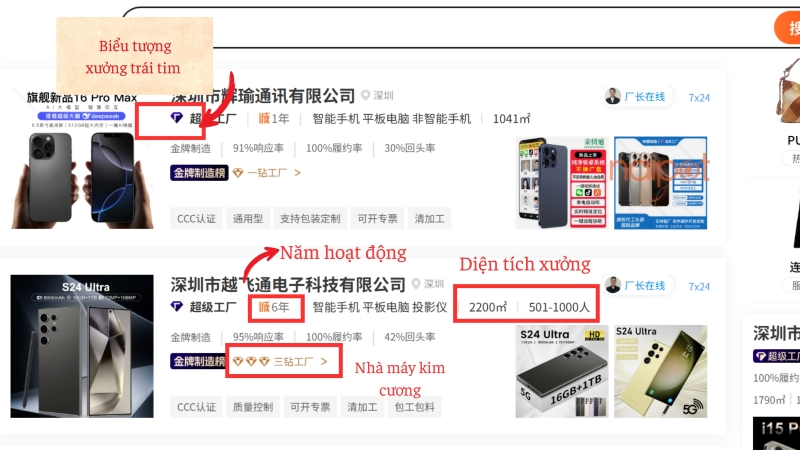 Các xưởng có biểu tượng trái tim và nhà máy kim cương Các xưởng có biểu tượng trái tim và nhà máy kim cương