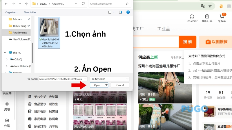 Chọn ảnh và ấn chọn Open Chọn ảnh và ấn chọn Open