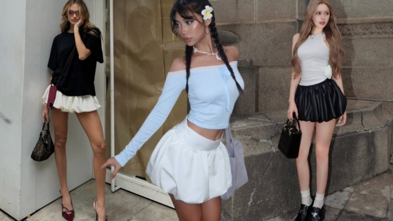 Tips phối đồ với chân váy dáng bí ngô giúp tôn dáng 