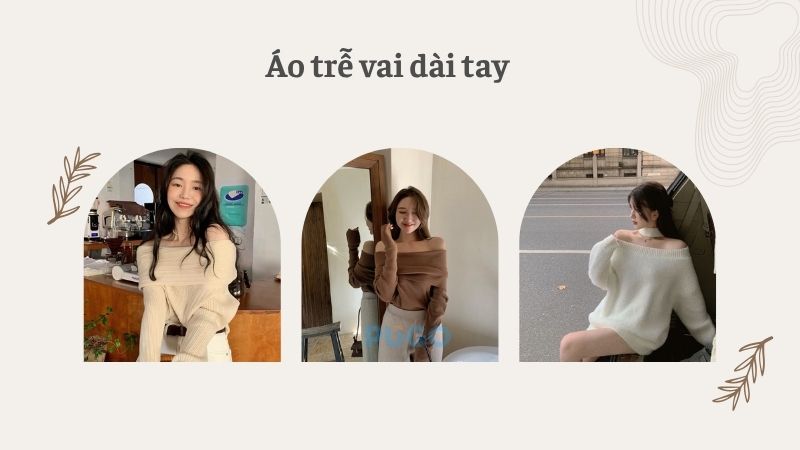 Áo trễ vai dài tay Áo trễ vai dài tay