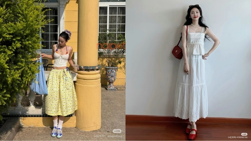 Chân váy bút chì phối cùng áo hai dây  Chân váy bút chì phối cùng áo hai dây